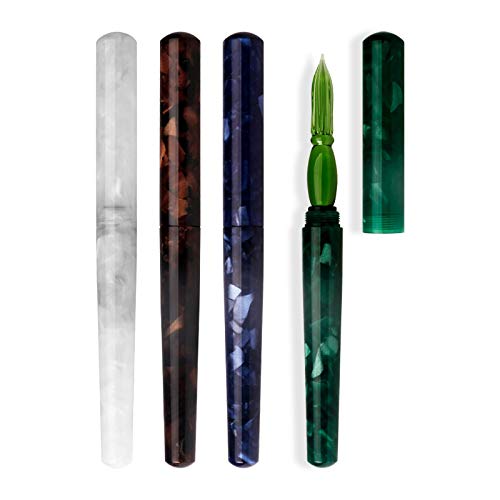 Bolígrafo de cristal retro, bolígrafo de cristal con tapa, bolígrafo de pluma con pluma, bolígrafo de cristal que se puede llevar con usted, bolígrafo de 14 cm