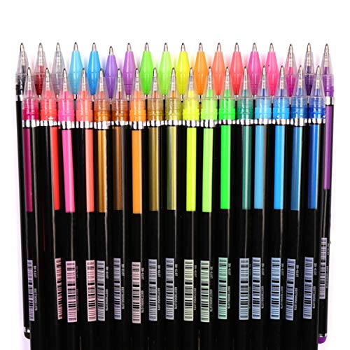 Bolígrafos de gel de 48 multicolor metálico de neón con purpurina brillante bolígrafos lisos antisalpicaduras para estudiantes y adultos escribir, pintar y raspar libros, Metallic+Glitter+Neon+Pastel