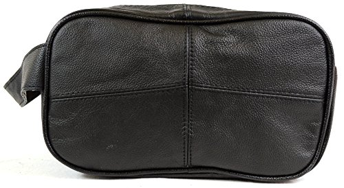 Bolsa de aseo para hombre, de piel, para artículos de aseo personal / viaje / vacaciones / pasar la noche fuera / fin de semana (color negro o marrón) negro negro