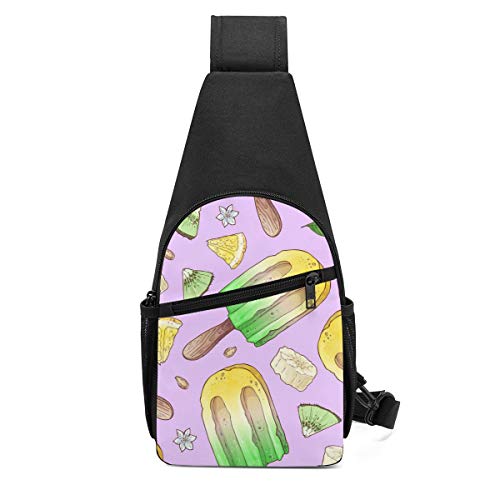 Bolsa de hombro ligera con diseño de helado, plátano y limón, para llevar al hombro, bolso cruzado al pecho, para viajes, senderismo, para hombres y mujeres