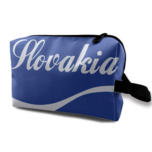 Bolsa de maquillaje para cosméticos Euro 2016 Football Eslovaquia Slovensko Wave azul, multifunción, bolsa de viaje, bolsa de almacenamiento