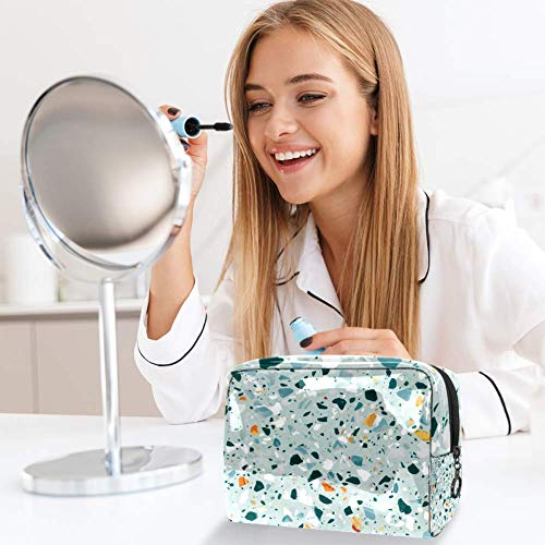 Bolsa de maquillaje portátil con cremallera bolsa de aseo de viaje para las mujeres práctico almacenamiento cosmético bolsa piedra granito cuarzo mármol vidrio