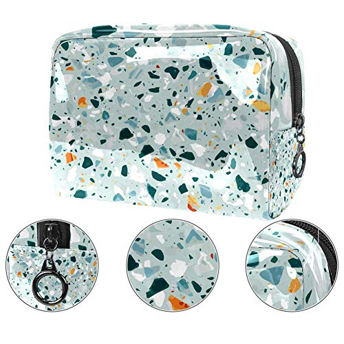 Bolsa de maquillaje portátil con cremallera bolsa de aseo de viaje para las mujeres práctico almacenamiento cosmético bolsa piedra granito cuarzo mármol vidrio