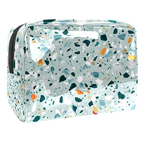 Bolsa de maquillaje portátil con cremallera bolsa de aseo de viaje para las mujeres práctico almacenamiento cosmético bolsa piedra granito cuarzo mármol vidrio