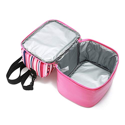 Bolsa TéRmica Comida para PortáTiles, Bolsas De Picnic Almuerzo IsotéRmico URIBAKY * Caja De Almuerzo Nevera PortáTil para Estudiante, Estampado De Rayas De Colores