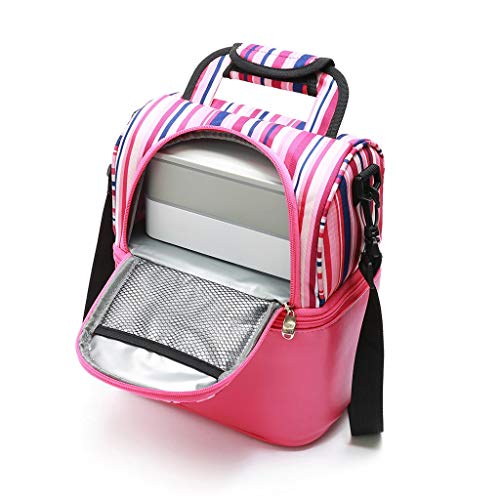 Bolsa TéRmica Comida para PortáTiles, Bolsas De Picnic Almuerzo IsotéRmico URIBAKY * Caja De Almuerzo Nevera PortáTil para Estudiante, Estampado De Rayas De Colores