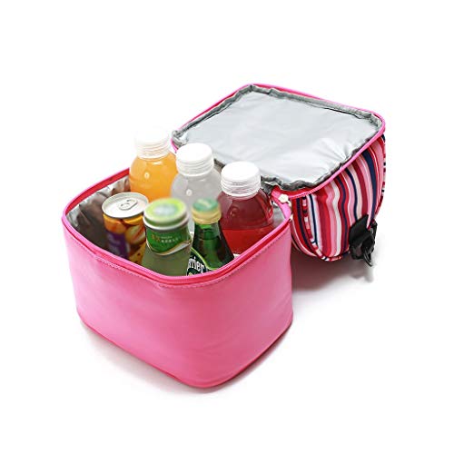 Bolsa TéRmica Comida para PortáTiles, Bolsas De Picnic Almuerzo IsotéRmico URIBAKY * Caja De Almuerzo Nevera PortáTil para Estudiante, Estampado De Rayas De Colores