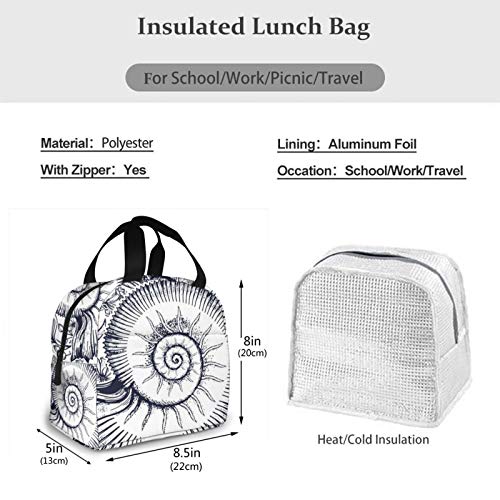 Bolsa Termica Comida Trabajo Almuerzo Porta Alimentos Infantil Niños Oficina Bolsa Calor Hombres Mujer Símbolo de flor de Ammonites Nouveau