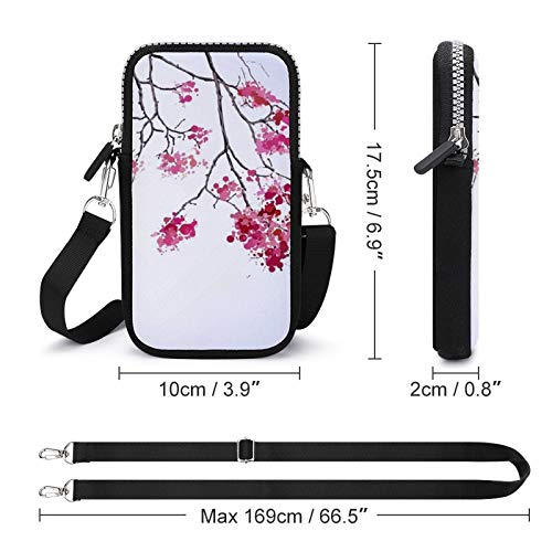 Bolso bandolera para teléfono móvil con correa de hombro extraíble, diseño de flores de melocotón, resistente al agua, para la cintura del teléfono, bolsos al aire libre, unisex