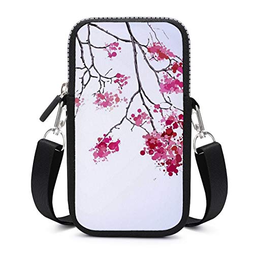 Bolso bandolera para teléfono móvil con correa de hombro extraíble, diseño de flores de melocotón, resistente al agua, para la cintura del teléfono, bolsos al aire libre, unisex