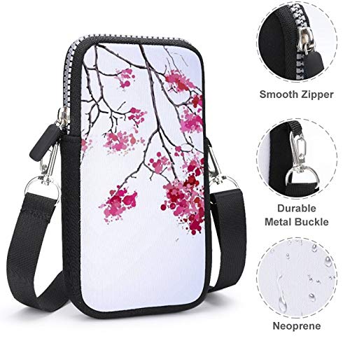 Bolso bandolera para teléfono móvil con correa de hombro extraíble, diseño de flores de melocotón, resistente al agua, para la cintura del teléfono, bolsos al aire libre, unisex