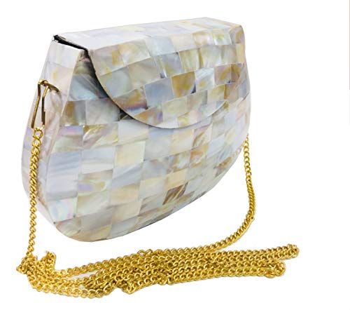 Bolso de nácar de nácar blanco hecho a mano Cadena desmontable Monedero de metal monedero bolso de mano Bolso de embrague de metal bolso de fiesta nupcial