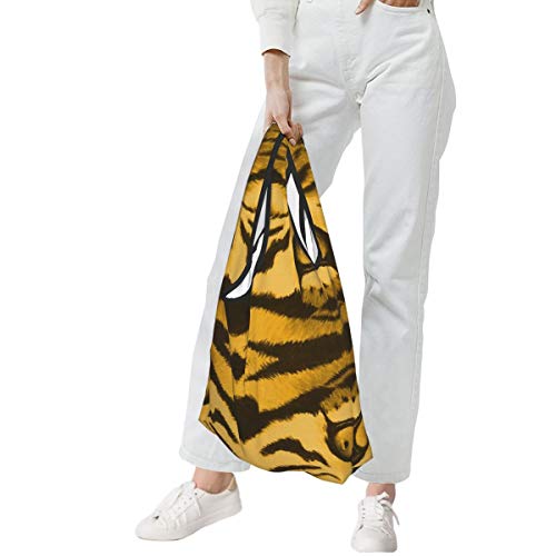 Bolsos de comestibles reutilizables plegables bolsas de tela ecológicas resistentes al agua ligeros fuertes de los ojos del tigre