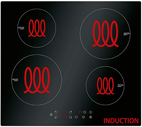 Bomann EBKI 961 - Placa de inducción empotrada (60 cm, 4 zonas de cocción, control táctil, temporizador, 9 niveles de potencia)