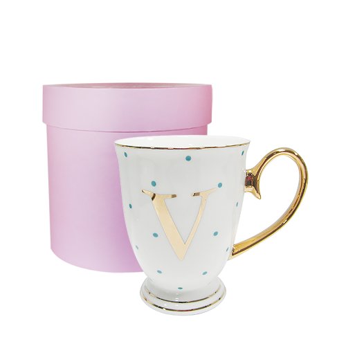 Bombay Duck Taza con Letras del Alfabeto y Puntos - V