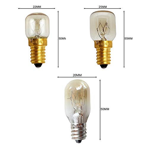 Bombilla de horno de repuesto E12/E14, fácil de instalar, 15 W, 25 W, base de cobre profesional, resistente al calor, microondas, luz incandescente súper brillante