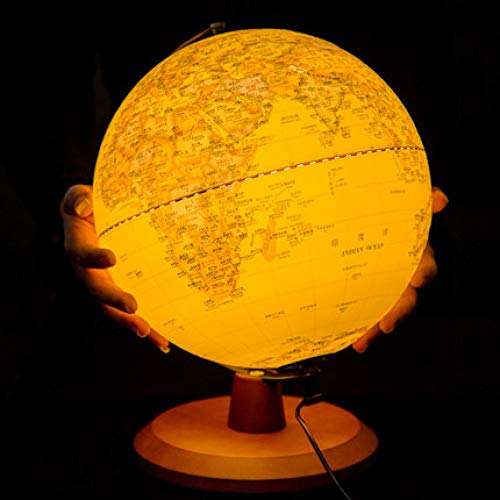 Bombilla LED Incorporada del Globo Terráqueo Sin Batería Globo Terráqueo Iluminado Mapamundi Redondo del Globo Terráqueo Decoración De Escritorio Educativa/Geográfica/Moderna,20CM