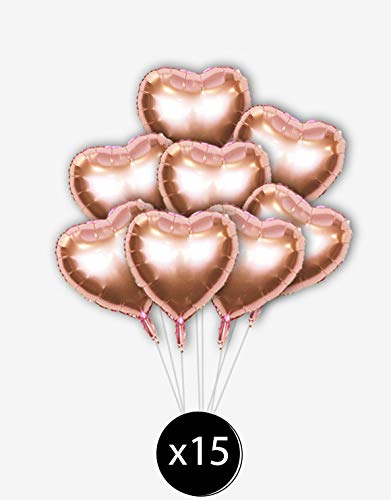 Bombona de Helio Mr.Helio+15 Globos Foil corazón Rose Gold