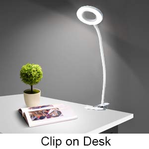 Bonlux 5W USB Portátil Lámpara LED con pinza, Clip LED Luz Lampara de Mesa Lectura Escritorio, Protección para Ojos, 10 Nivel de Brillo Ajustable, 3 Colores de Iluminación, Flexible Regulable (Blanco)