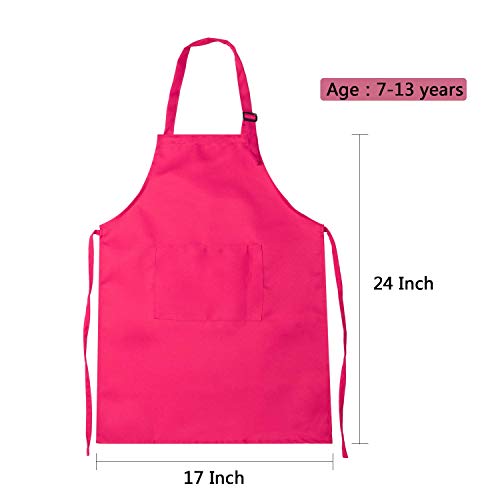 boogift Delantal para Niños y Conjunto de Gorro,Cocinero de Niños Algodón Ajustables de Cocina de Niños Niñas con 2 Bolsillos para Vestido de Cocina Repostería (4 Piezas) (Traje 2)