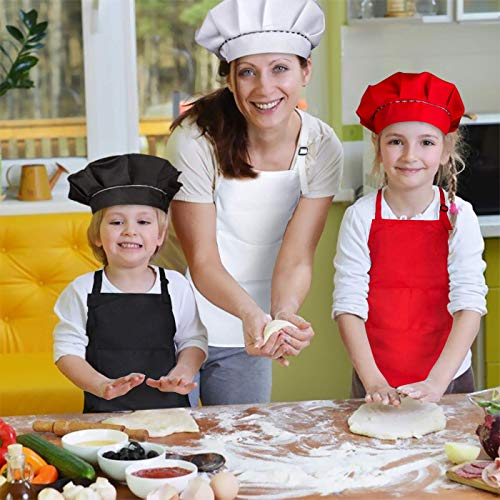 boogift Delantal para Niños y Conjunto de Gorro,Cocinero de Niños Algodón Ajustables de Cocina de Niños Niñas con 2 Bolsillos para Vestido de Cocina Repostería (4 Piezas) (Traje 2)