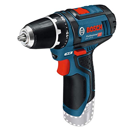 Bosch Professional GSR 12V-15 - Atornillador a batería (1 batería x 2.0 Ah, 1 batería x 4.0 Ah, 12V, 39 accesorios, en maletín de lona)