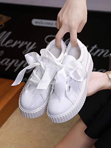 Botas de Mujer Botas de Cuero Damas Zapatos Blancos pequeños Mujer 2019 otoño Nuevo bizcocho de Fondo Grueso Hembra