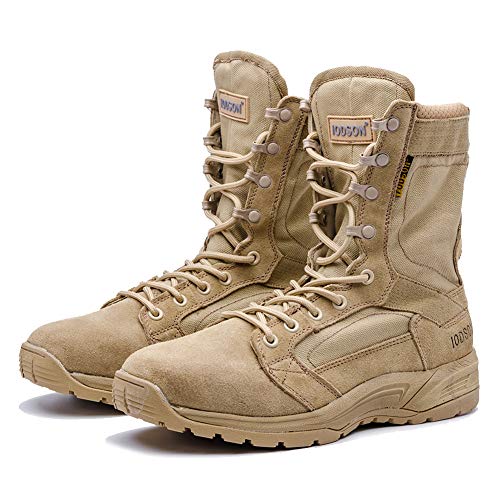 Botas tácticas Militares de Hombre Ultraligero, Tan Botas Jungle Combat, Zapatos de Trabajo y Seguridad (40 EU, Tan)