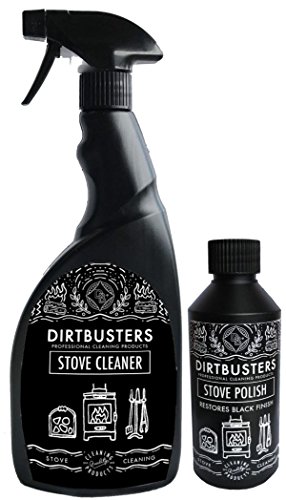 Bote de líquido restaurador de Dirtbusters y esponja aplicadora para quemadores negros de chimeneas y para el exterior de cocinas y estufas de leña negras (250 ml)