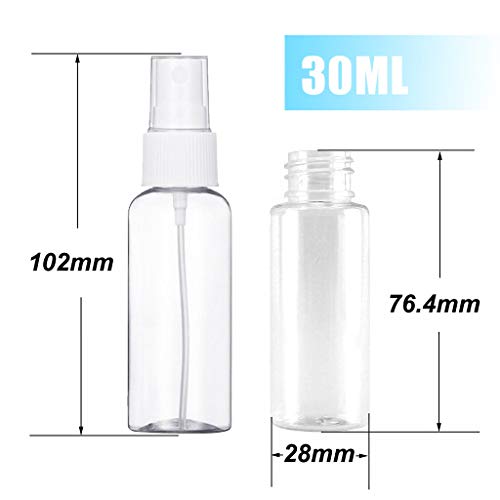 Botellas de Spray,12pcs Transparente Botella de Spray,Botella de Aerosol Vacío Plástico Atomizador de Viaje Conjunto de Botellas para Artículos de Aseo Líquidos, Maquillaje Cosmético (12 * 30ml)