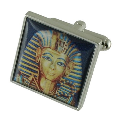 Boy King Egipto funda pesada sólida plata de ley 925 gemelos + caja de regalo Gemelos de mensaje, personalizable