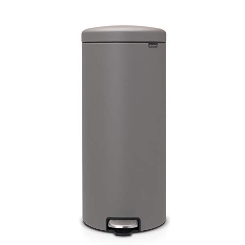 Brabantia Cubo de Basura de Pedal, Mineral Gris hormigón, 30 litros