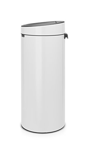 Brabantia Touch Bin Cubo de Basura, 30 litros, Blanco, 32 x 29.5 x 72 cm