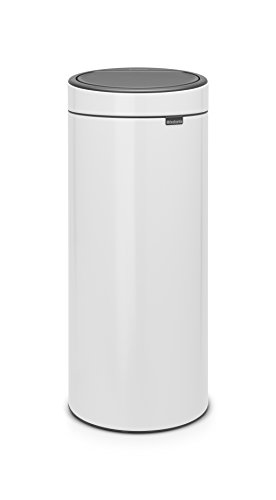 Brabantia Touch Bin Cubo de Basura, 30 litros, Blanco, 32 x 29.5 x 72 cm