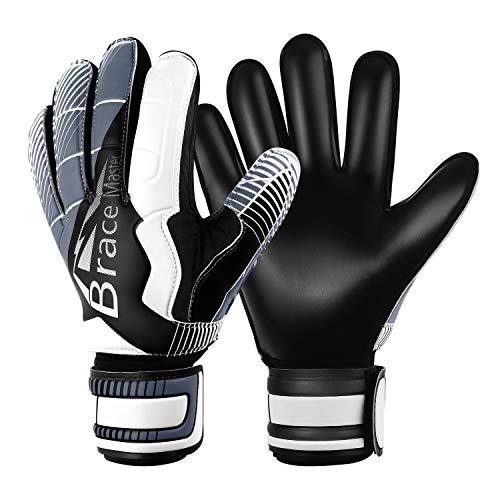 Brace Master Guantes de Portero con Fuerte Agarre y Protección para los Dedos, Guante de Portero de Palma 3 + 3MM para Hombres y Mujeres, Entrenamiento y Partido, Interiores y Exteriores