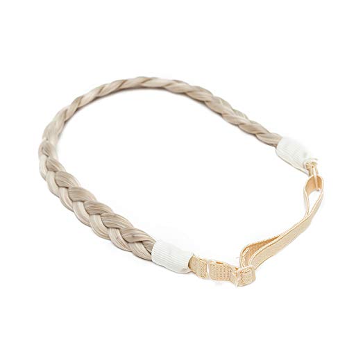 Braid Headband Braiding Hair Band Plaited Braided Hairpiece Classic Chunky Wide Hairband Elastic Stretch Hair Extensions for Women Girl Small-0.6” Wide Sandy Blonde mix Bleach Blonde