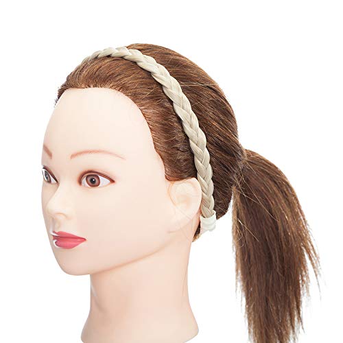 Braid Headband Braiding Hair Band Plaited Braided Hairpiece Classic Chunky Wide Hairband Elastic Stretch Hair Extensions for Women Girl Small-0.6” Wide Sandy Blonde mix Bleach Blonde