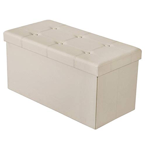 BRIAN & DANY Baúl Puff Taburete para almacenaje Plegable Ottoman, Beige, 76 x 38 x 38 cm