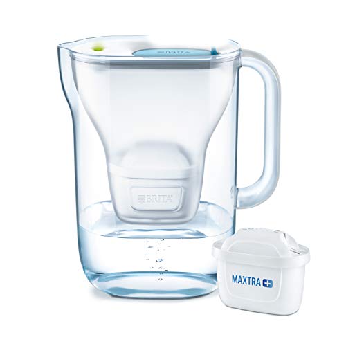 BRITA Style azul - Jarra de Agua Filtrada con 1 cartucho MAXTRA+, Filtro de agua BRITA que reduce la cal y el cloro, Agua filtrada para un sabor óptimo, 2.4L