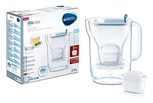 BRITA Style Jarra filtrante de plástico, 26,5 x 11 x 27,5 cm, plástico, Azul, Offre spéciale 3 Cartouches incluses