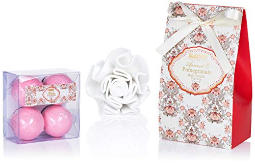 BRUBAKER Cosmetics Set de Baño y Ducha"Apricot & Pomegranate" - Fragancia Albaricoque y Granada - Juego de regalo de 11 piezas en cesta de mimbre