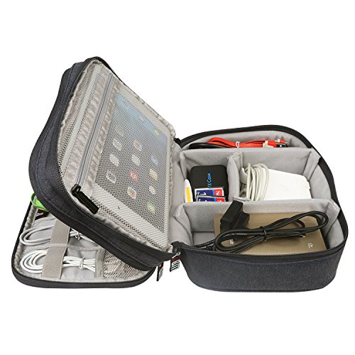 BUBM Estuche para Electrónicos Organizador de Accesesorio Bolsa de Viaje para Cables Cargador,Gadget de Memoria USB, Negro