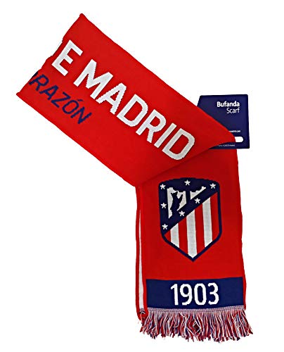 Bufanda Telar Atlético de Madrid - Coraje y Corazón - Nuevo Escudo - Rojo - Blanco - Azul Marino