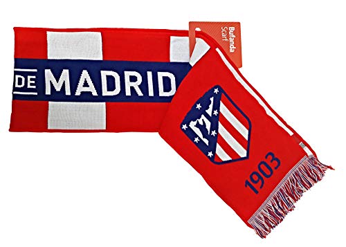 Bufanda Telar Atlético de Madrid Rayas Vertical - Nuevo Escudo - Azul Marino - Rojo - Blanco