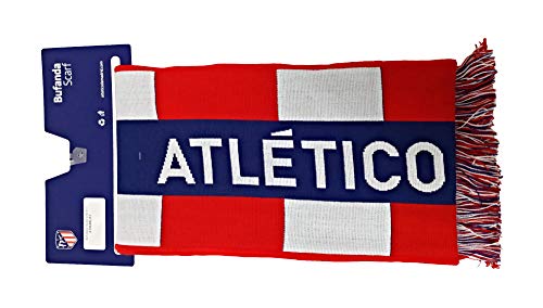 Bufanda Telar Atlético de Madrid Rayas Vertical - Nuevo Escudo - Azul Marino - Rojo - Blanco