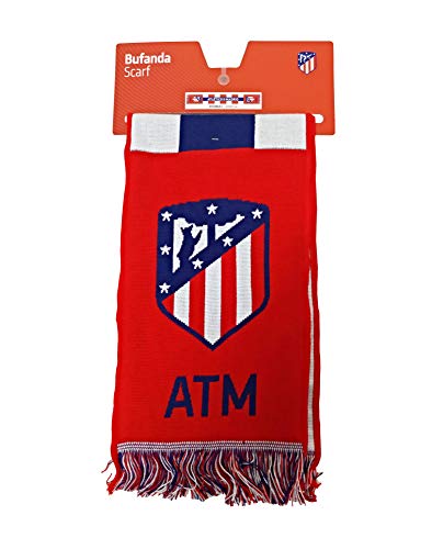 Bufanda Telar Atlético de Madrid Rayas Vertical - Nuevo Escudo - Azul Marino - Rojo - Blanco