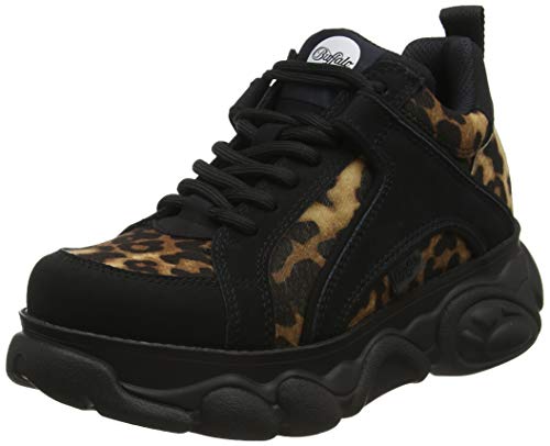 Buffalo Corin, Zapatillas para Mujer, Multicolor (Leopard/Black 001), 37 EU