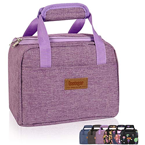 buringer Bolsa Isotérmica de Almuerzo Top-Open Lunch Bag Bolsa Térmica Porta Alimentos Tela Impermeable Plegable Bolso de Mano para Mujeres, Adultos, Estudiantes y Niños