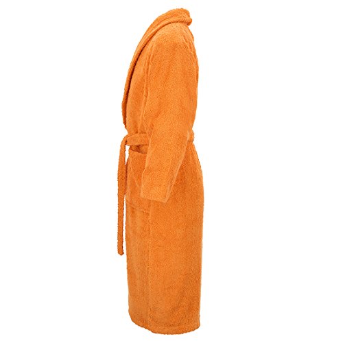 Burrito Blanco Albornoz de Ducha Liso para Hombre o Mujer con Cuello de Esmoquin Talla M, Naranja