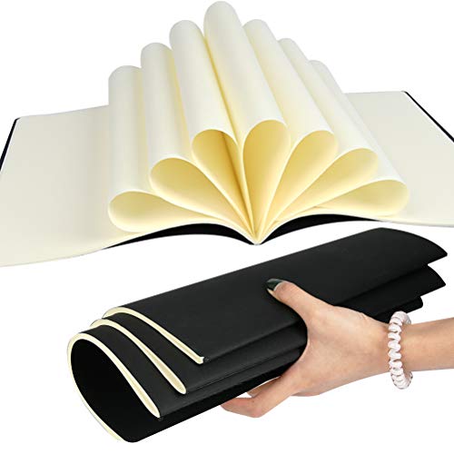 BUYGOO 3Pcs Cuaderno de bocetos Cuaderno en Blanco A4 Kraft sin Madera Bosquejo de Papel en Blanco 80GSM Cartucho de boceto de Papel para Uso en Medios Mixtos (40 Hojas / 80 páginas)